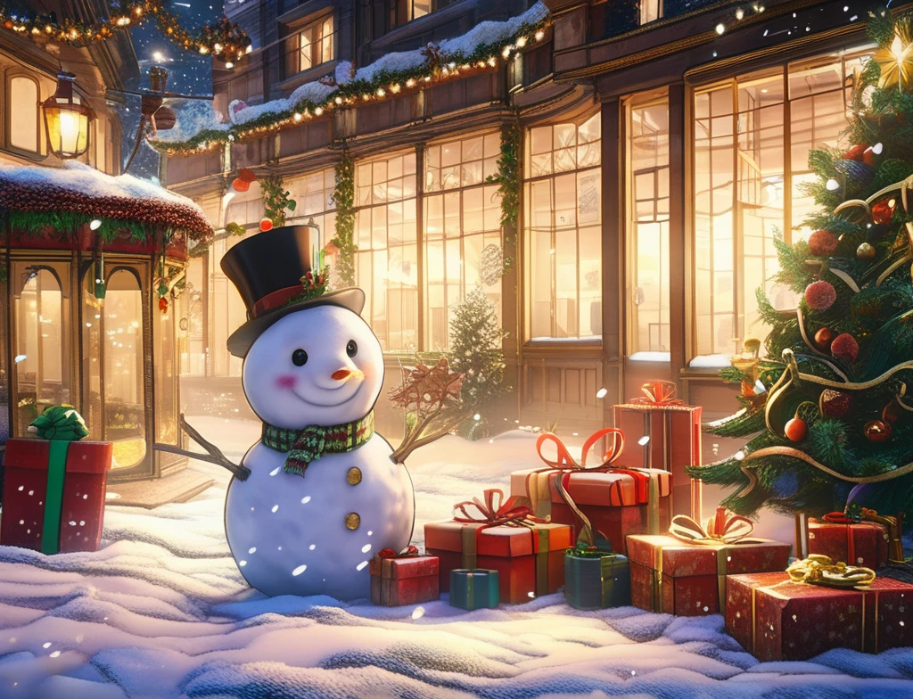 ltra-detailed,(best quality),((masterpiece)),(highres),original,extremely detailed 8K wallpaper,(an extremely delicate and beautiful),
anime,
\\,
BREAK
,snowman,gift,christmas, christmas view,etc, expansion it