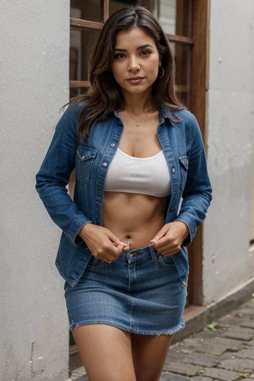 bombass latina de 62 ans habillée avec un short en jeans moulant et chapeau de cowboys((62 ans))