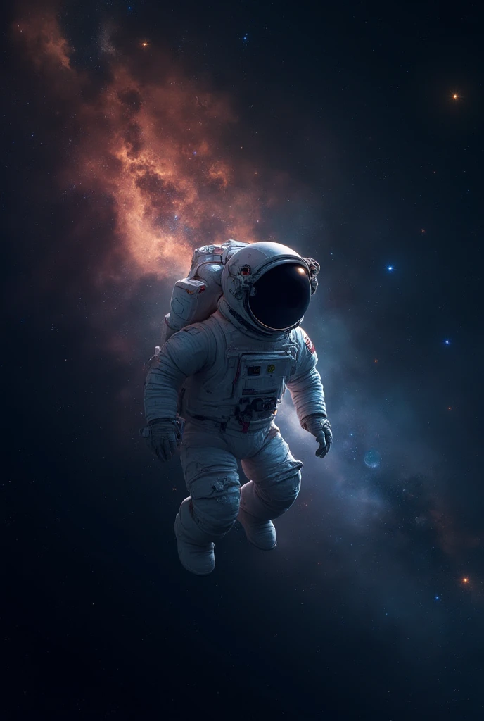 A solitary astronaut drifting in the dark expanse of space,surrounded by stars and distant galaxies,conveying a sense of isolation and wonder,high resolution,cinematic lighting,deep space atmosphere,masterpiece,best quality,ultra detailed,8k portrait,highly detailed,highly detailed background,very detailed background