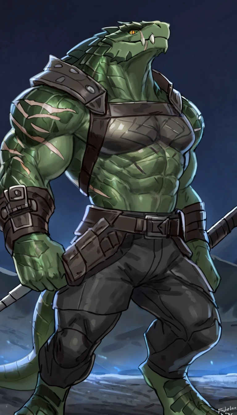 (best quality,realistic),green body,pointed ears,dripping brown liquid,spiked blue right arm,organic muscle tissue,droopy eyes,vivid colors,liquid lighting