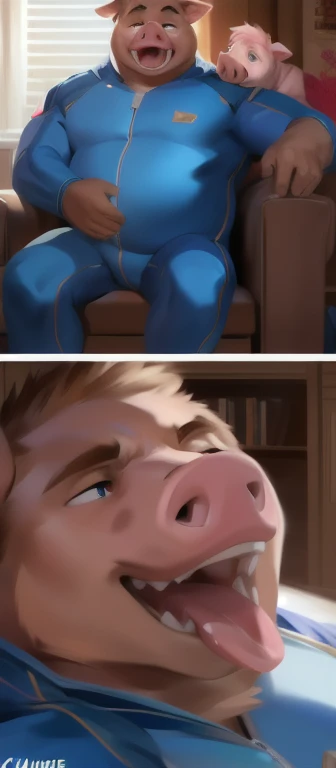 Enji, naked, muscular, sensual, masculine, red hair, blue eyes, scare in his face, laying on the bed