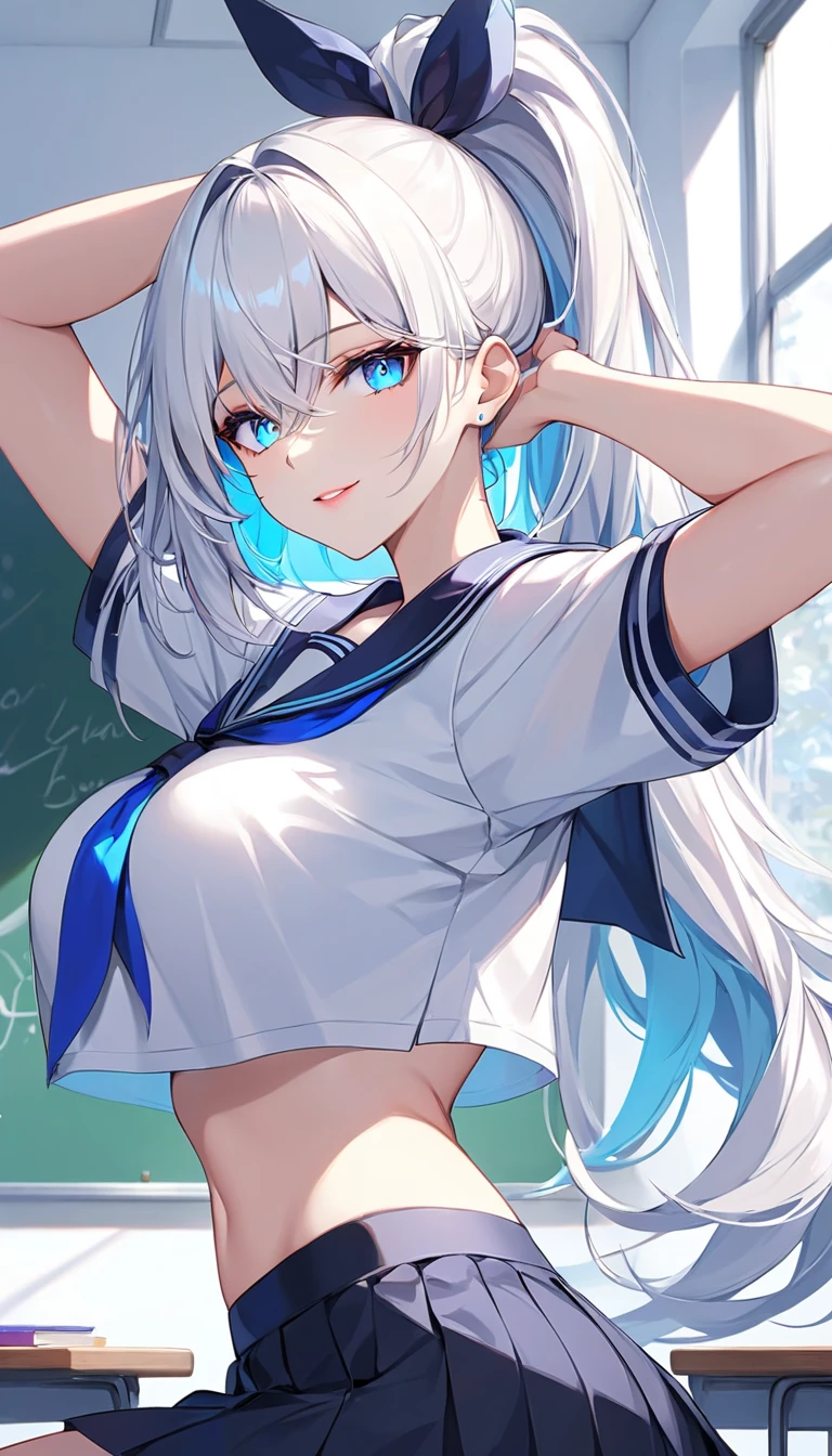 (best quality, masterpiece), 1 girl, centaur, It takes, White skin, Korean , exposing the abdomen,belly button t-shirt, 아름다운 소녀 perfect white tiger photo, perfect white tiger photo