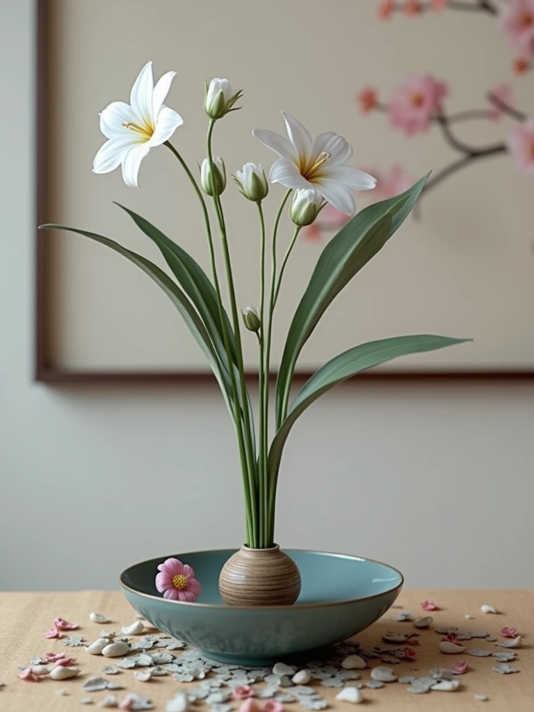 Ceramic decorative details, Represents the Earth element in the spa
Ceramic vase with delicate floral patterns.
Ceramic Maitreya Buddha statue on shelf.
Small ceramic flower pot.
Ceramic fruit plate.
Other small ceramic decorations such as mascots, wind chime...