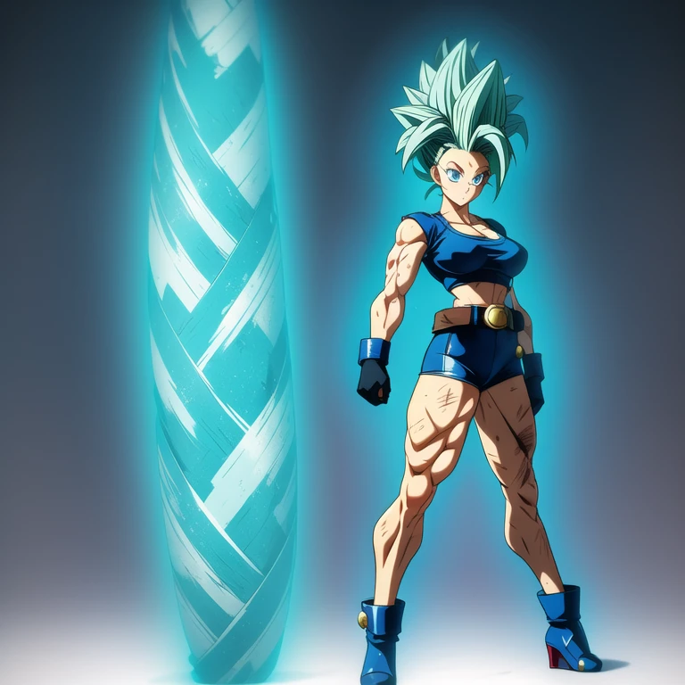 dbsuper style, 1
Girl, captain mizuki, green aura, super saiyan's aura, belt, pointed ears, elf ears, light-blue colored hair, huge hair, bruise, bruise on face, clenched hands, frown, gloves, blue eyes, grey gloves, serious, medium breasts, Aura around her, solo, high ponytail, mouth opened, furious, saiyan armor, armor,  powering up aura
, ((masterpiece)) 
