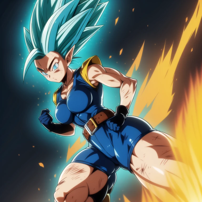 dbsuper style, 1
Girl, captain mizuki, green aura, super saiyan's aura, belt, pointed ears, elf ears, light-blue colored hair, huge hair, bruise, bruise on face, clenched hands, frown, gloves, blue eyes, grey gloves, serious, medium breasts, Aura around her, solo, high ponytail, mouth opened, furious, saiyan armor, armor, powering up aura
, ((masterpiece))