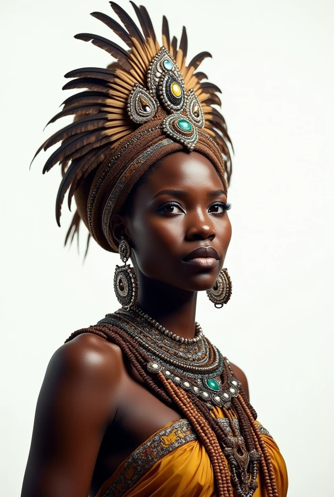 high fashion photograph of an African model, tribal makeup, hypnotic symmetry, color gradients, tribal color blending, 8k uhd, dslr, soft lighting, high quality