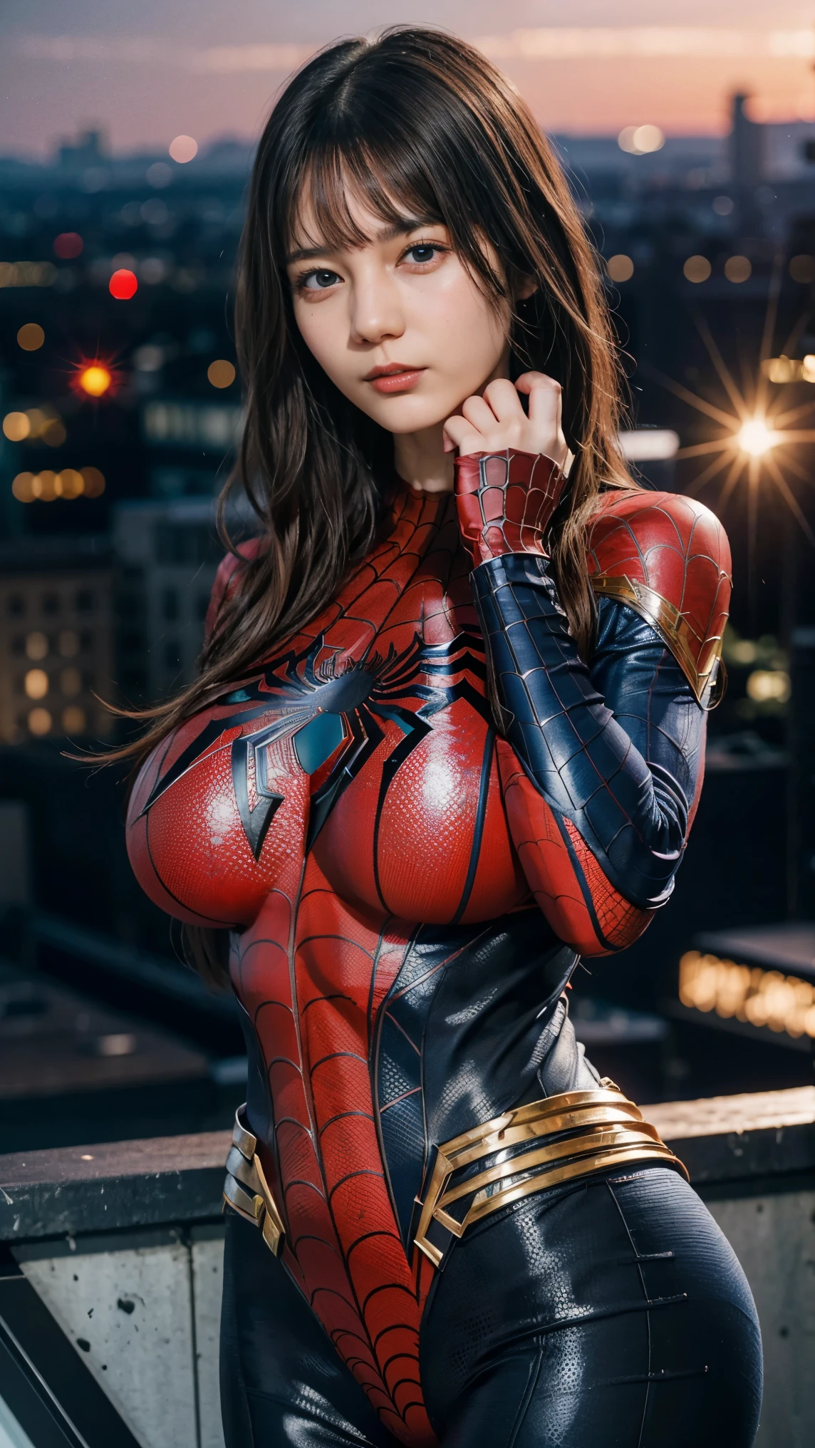 (Green-Red-White Spider-Woman_Cosplay_outfit:1.wearing 1)、in front of the sky、Open your legs wide from side to side、Squatting down and seeing your pants、
Good Hand、4K、hight resolution、​masterpiece、top-quality、headw:1.3、((Hasselblad photo))、Beautiful navel、beautiful thigh、Beautiful facial features、Beautiful body、beautiful boob、Fine skin、foco nítido、flaxen ponytail、(Cinematographic lighting)、natta、Soft lighting、dynamic ungle、[:(详细的脸:1.2):0.2]、Medium chest、Outside、