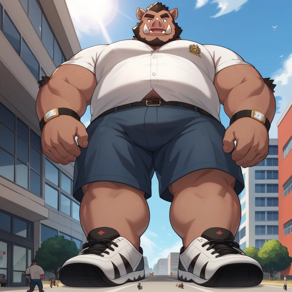 Epic Citizen Zootopia style, My Heroe Academia Character, Dungeons and Dragons style, A poor villager, obese Medieval Fantasy, Real life, Anime serie, Anime character, Obese muscle Obese Sumo wrestler Werebeast ???, full body pic (obese, strong legs and arms) Sumo wrestler Werebeast ???. Obese muscle fat ??? (bulky, wide, broad shoulders), Citizen obese Werebeast ???, solo, male, highly detailed, ((detailed face, (detailed eyes:1), detailed)), looking at viewer,portrait, close-up,(digital flat colors:1.1), shaded,good anatomy,(masterpiece:1.3),(best quality:1.4), 4k, hi res,nj5furry, moritaka