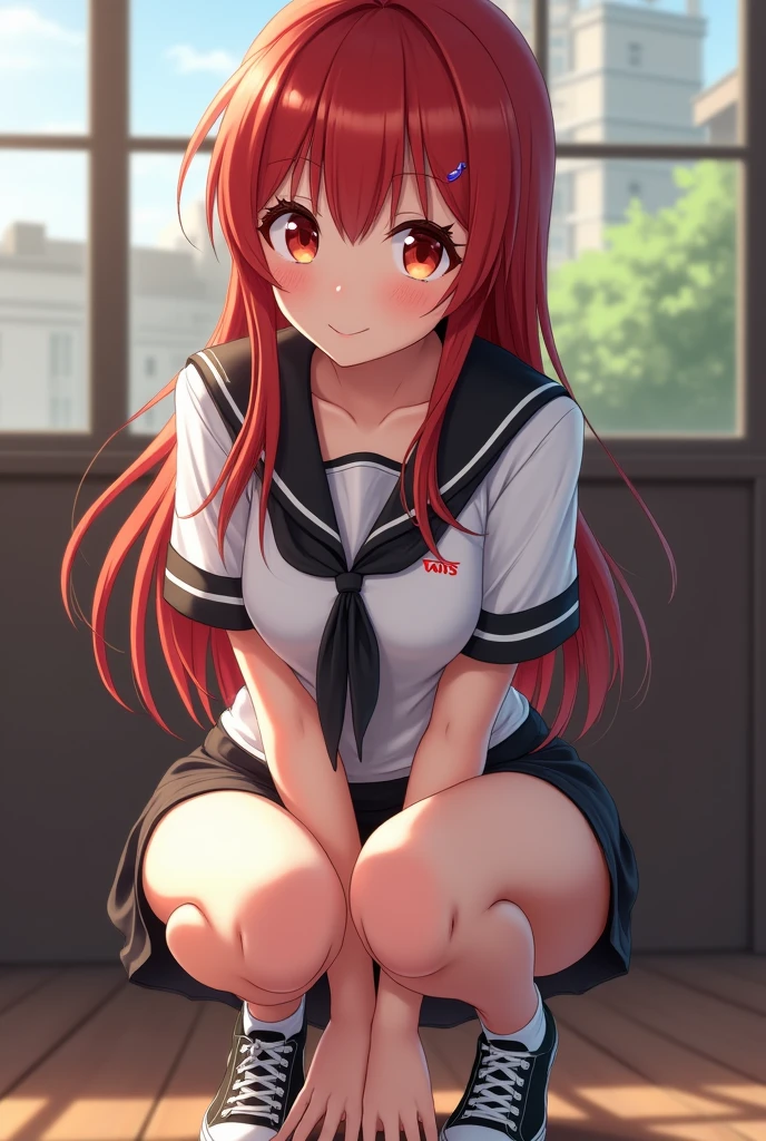 8ｋ,Highest quality,masterpiece, Sharp focus,high school girl，，Red hair，Lewd，Sailor suit，

