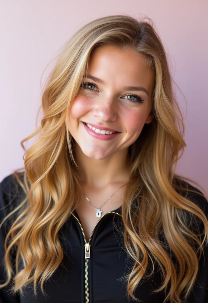 Woman 22 years old, boobs, cheveux blonds, very long hair, ssmile, ssmile en Coin, seductive,