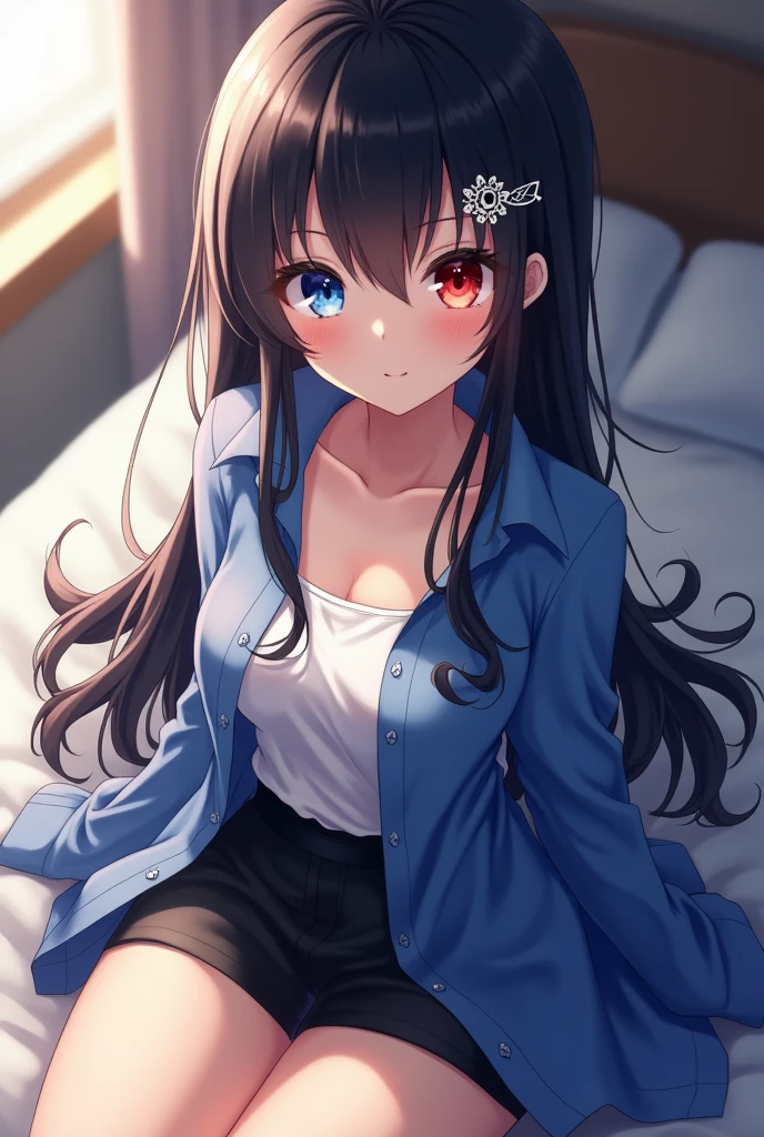 (highest quallity),(Artwork), 8k,very detailled, detailed light, best shade,Detailed reflective eyes, very detailledな顔,shiny hair,(1 girl:1.2),Woman,gland,Bblack hair,embarrassing,blush,beautiful fingers,beautiful hands,all-body,blue colored eyes,(Medium length hair:1.2),fine tune,mole under the eye,pijamas,(Plush polar bear:1.2),(Big teddy bear:1.2),Hug a stuffed animal,(Watery eyes 1.2), with sexy sleepwear (very sexy sexy pajamas