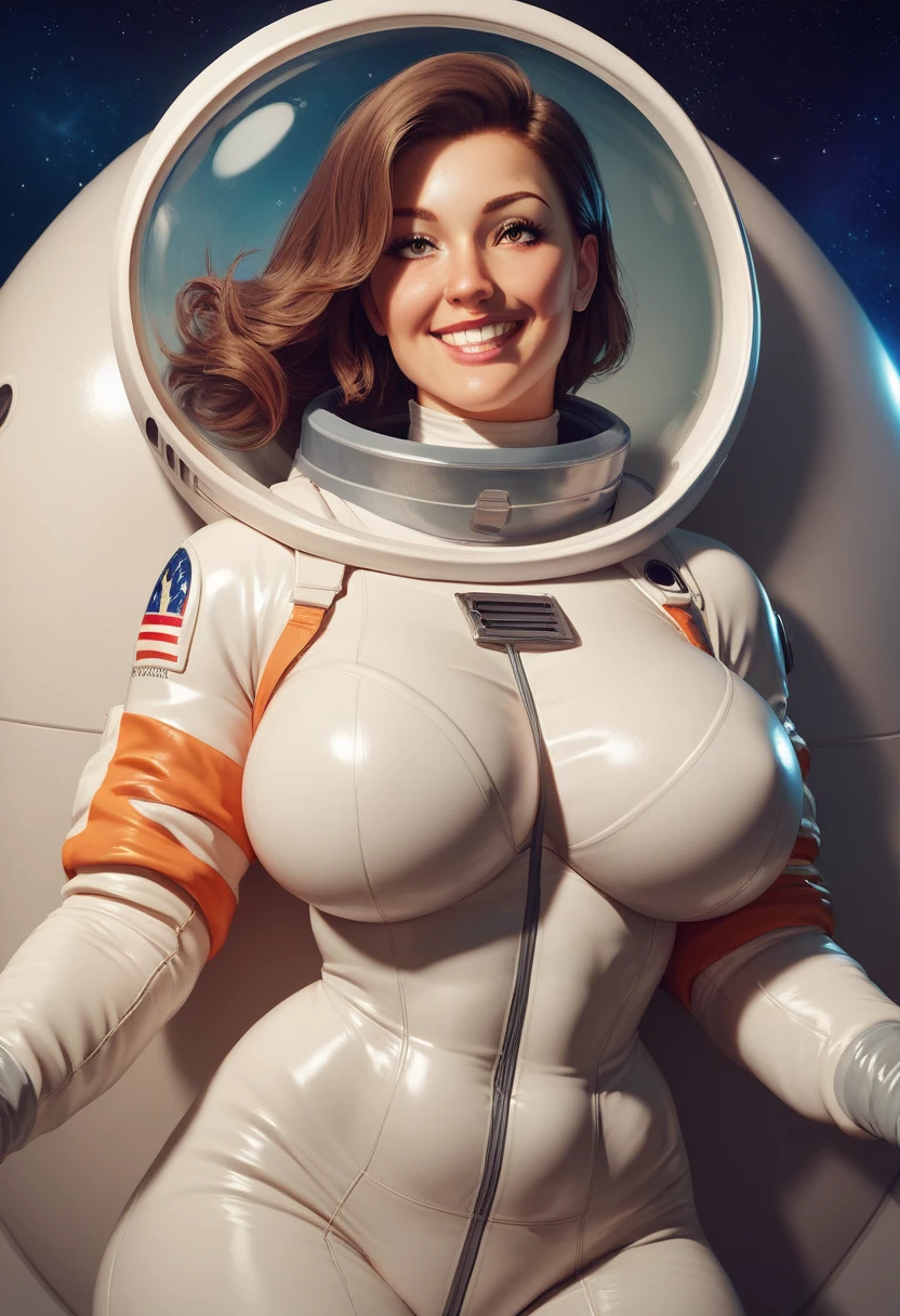 (subject 1: A cute woman Space explorer, embarrassed, attempting to cover herself, stripped naked except for her belt and shoes ) has encountered an alien civilization (Subject 2: Scary but friendly aliens, cybernetic enhanced, robot servants), they examine the space explorer without respecting personal space (sucking on her tis, fingering and fucking her anus and vagina) and offer alien food to the space explorer