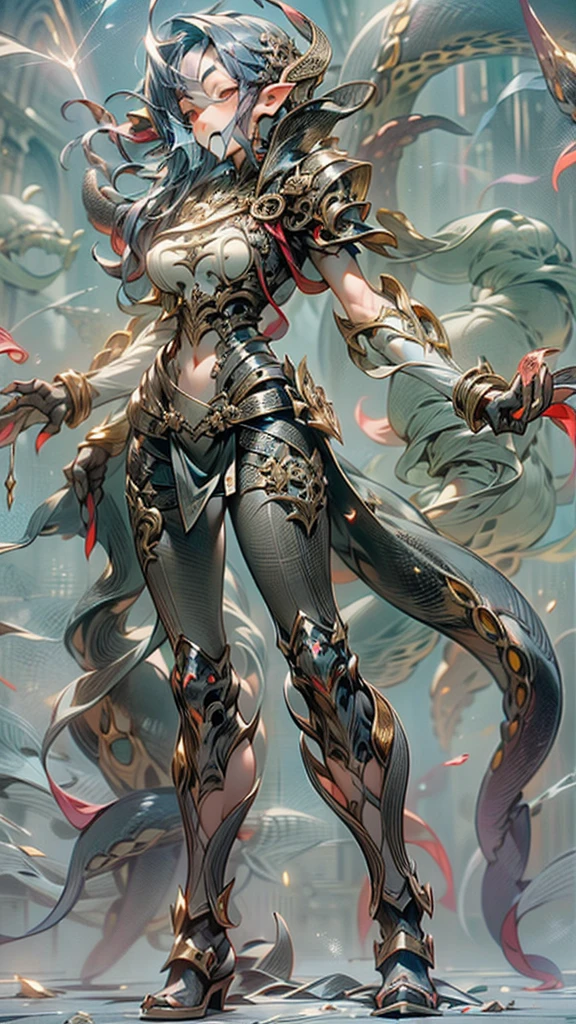 white-haired goddess, cute anime waifu in beautiful clothes, best anime 4k, little curve , violet on Pixiv ArtStation, nightcore, face super detailed, (masterpiece),(best quality:1.0), (ultra highres:1.0), detailed, ung girl, detailed beautiful skin, face focus, detailed eye, detailed full Sleeve shirt Tie up (filigree:1.3), glossy lips, gorgeous accessories, Ornate bracelets, simple red background, (full body:1.3), tattoo below navel, gorgeous, luxury, (harem pants :1.5), aperture 1.4,(deep of length:1.4), realistic ,masterpiece, best quality, highres, photo light, thigh gap, tie-up hair, hyper realistic, masterpiece, best quality, ultra detailed, photorealistic