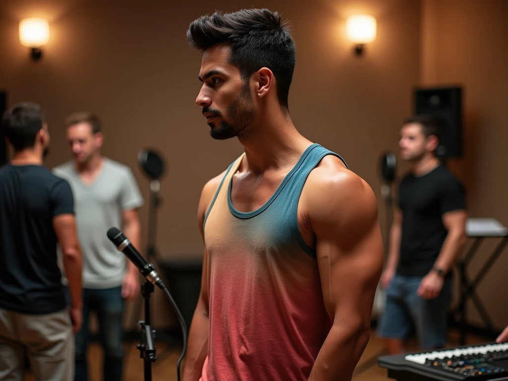 michael jackson, 1 man, muscular body, tongue sticking out, white t-shirt, gooner text on shirt, genitalia visible, ahegao face, spit on tongue, muscular pecs, (best quality,4k,8k,highres,masterpiece:1.2),ultra-detailed,(realistic,photorealistic,photo-realistic:1.37),hyper detailed facial features,highly detailed skin textures,dramatic lighting,cinematic composition,vibrant colors,gritty urban setting
