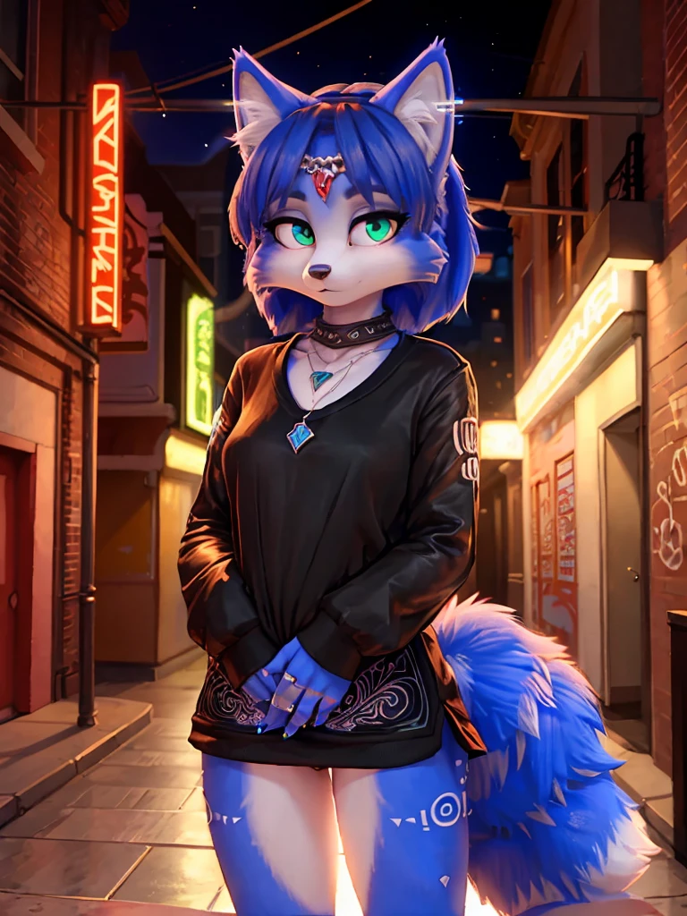 A beautiful and detailed (sweet picture ) wa ((krystal)), Star Fox krystal, sslim, green eyes, medium breasts, (((Long blue hair 1.3))), Decollete, anthro, furry, Uploaded E621, detailed fluffy fur, (wa Fluff-Kevlar, Bayard Wu, personalize me, Pino Daeni), detailed face, (fluffy), 1 girl, alone, Sweet young girl, Viewers look at, smile,