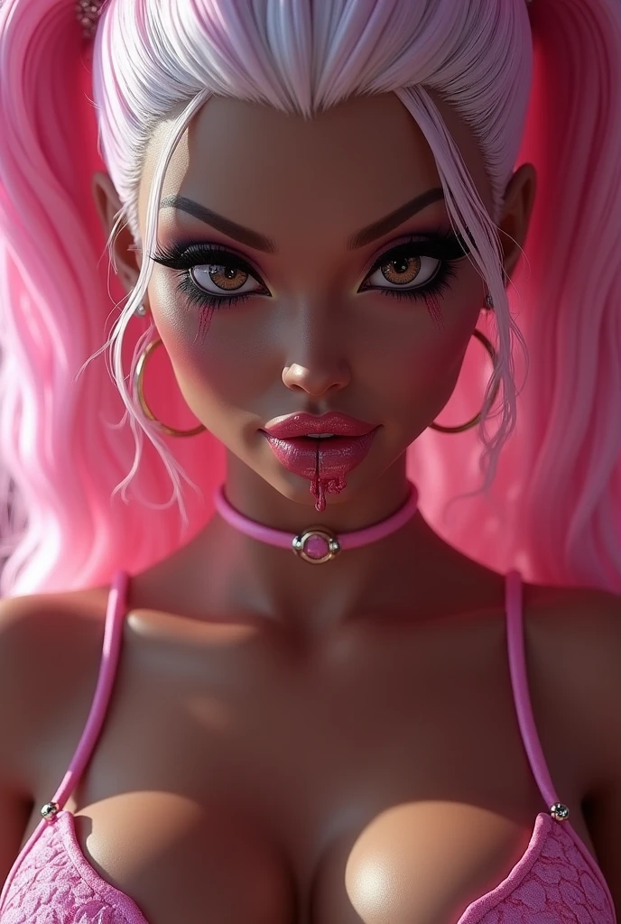 score_9, score_8_up, score_7_up, score_6_up, 1girl, solo, jewelry, rating: safe, brown_eyes, black_hair, lips, makeup, armlet, breasts, egyptian, egyptian_clothes, dark_skin, nose, earrings, gold, lipstick, cleavage, realistic, looking_at_viewer, medium_breasts, open_mouth, oral_invitation, piercing, gyaru, blunt_bangs, bangs, bob_cut, vampire, long_fangs, (from_above:1.3), downblouse, dark, silk, see-through, (blood_from_mouth:1.2), black_robe, blood, sharp_teeth