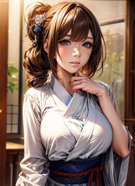 (( top quality)), (超 high definition ), ( very detailed), ( detailed description ), (( best CG )), (masterpiece),  Ultra Detailed Art , ( top quality, 8k, 32K, masterpiece), ( realistic :1.2)、( high definition ),  very beautiful face and eyes ,  1 Woman ,  Thin Waist, Delicate body, ( top quality,  attention to detail,  rich skin details ), ( top quality, 8k, Oil paint:1.2),  bright color、 beautiful Japanese woman 、 detailed face 、 、((Random HairStyle:1.2))