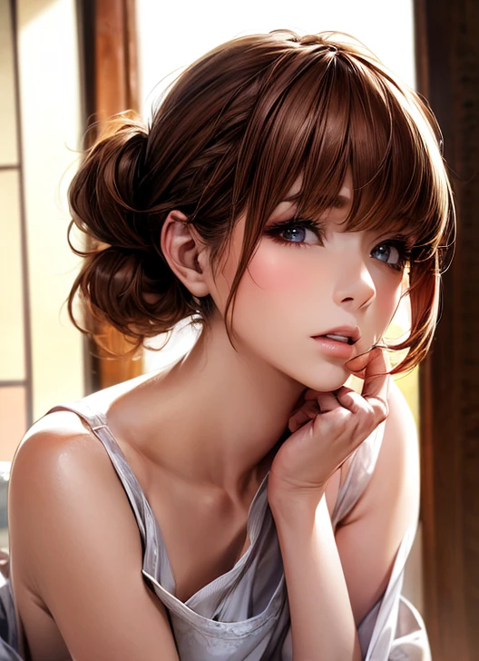 (( top quality)), (超 high definition ), ( very detailed), ( detailed description ), (( best CG )), (masterpiece),  Ultra Detailed Art , ( top quality, 8k, 32K, masterpiece), ( realistic :1.2)、( high definition ),  very beautiful face and eyes ,  1 Woman ,  Thin Waist, Delicate body, ( top quality,  attention to detail,  rich skin details ), ( top quality, 8k, Oil paint:1.2),  bright color、 beautiful Japanese woman 、 detailed face 、 、((Random HairStyle:1.2))