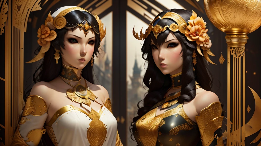 a detailed anime style portrait of a young woman in a beautiful ornate dress, elegant hairstyle, detailed facial features, detailed hands, ornate background, vibrant colors, digital art, artstation, highly detailed, intricate details, cinematic lighting, dramatic pose, fantasy, epic, (best quality,4k,8k,highres,masterpiece:1.2),ultra-detailed,(realistic,photorealistic,photo-realistic:1.37)