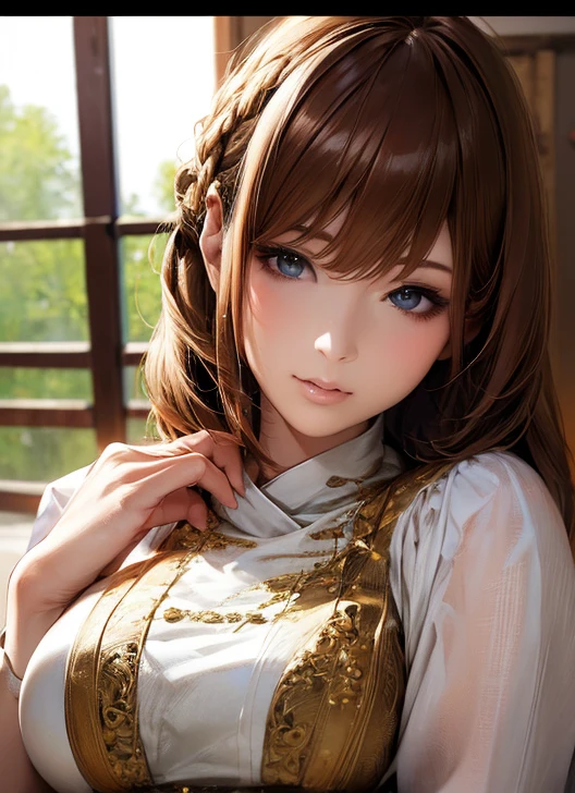 (( top quality)), (超 high definition ), ( very detailed), ( detailed description ), (( best CG )), (masterpiece),  Ultra Detailed Art , ( top quality, 8k, 32K, masterpiece), ( realistic :1.2)、( high definition ),  very beautiful face and eyes ,  1 Woman ,  Thin Waist, Delicate body, ( top quality,  attention to detail,  rich skin details ), ( top quality, 8k, Oil paint:1.2),  bright color、 beautiful Japanese woman 、 detailed face 、 、((Random HairStyle:1.2))