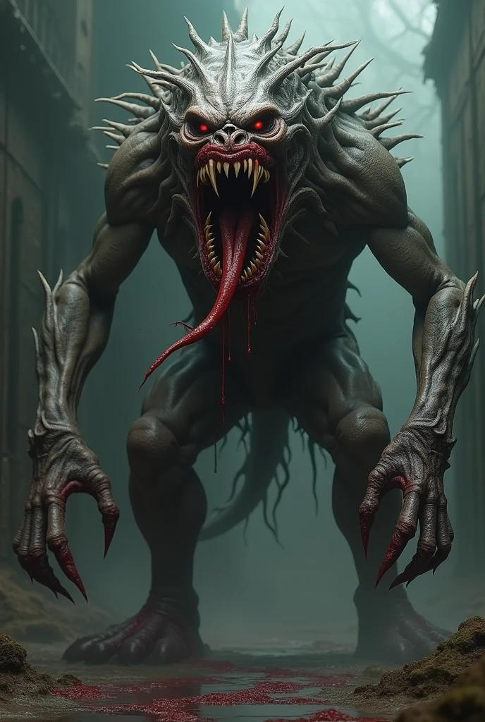 Strange monsters in a fantasy world,Blood,Moon Night,中景 the scene is,Full body like, highly detailed surreal vfx,oc rendered,Shot with 70 mm - AR 16:9 --q 2 --s 1000