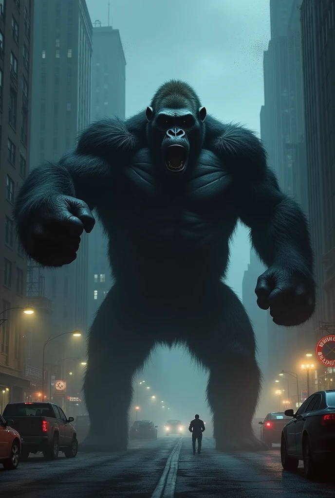 King Kong with sunglasses exhaling