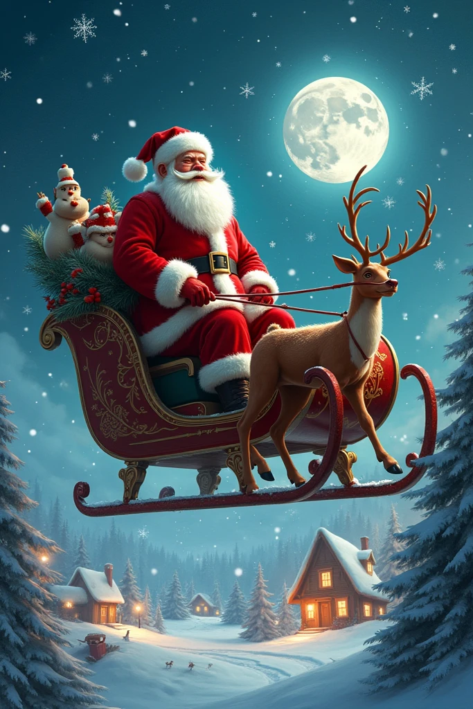 The santa s Ride. Christmas theme wishing