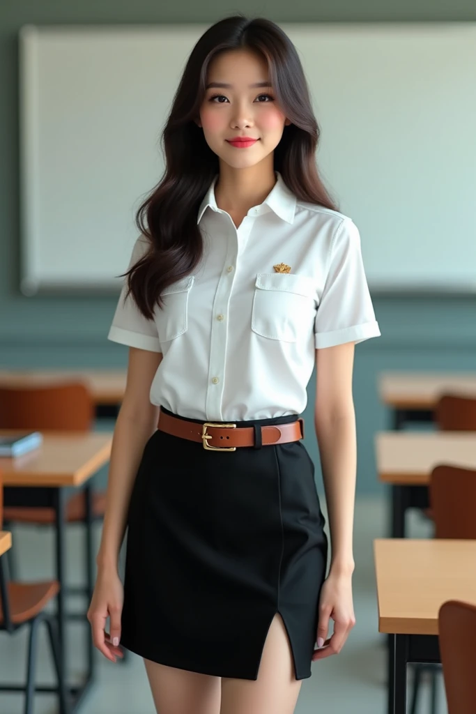 sheer cliff、beautiful girl、secret realm、smile、Japanese、uniform、Quat、gal、brown hair