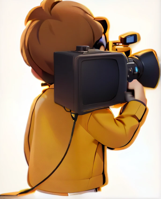    High Detail, 3D Rendering, Raytracing, Octane Renderer, A 3D character，male，Turn your back to the camera，Holding the camera equipment。Character wearing clothes。The hair is brown。There is a camera on the shoulder，Half of the head is covered。  white background。Shoulder-mounted camera，Holding the camera with both hands，Side View，Shoulder-mounted camera的卡通帅气男孩， has good facial features ，Young director，Wearing headphones，hat，Director's outfit，Jumped，Dynamic Action，A movie is being filmed，Idle game icons， high detail 人物、 Digital character illustration、Disney art style、The image of the male protagonist in Clash Royale、Realistic character、Character style、Backlight、Charming character illustration style、 masterpiece best quality 、、Clean background IW 2 、 super detailed 、16k、Textured Skin、 high detail 、3D Rendering、Ray Tracing、Octane renderer、Blender renderer、C4D renderer Aspects 9： 16 --niji 5 --s 180 
