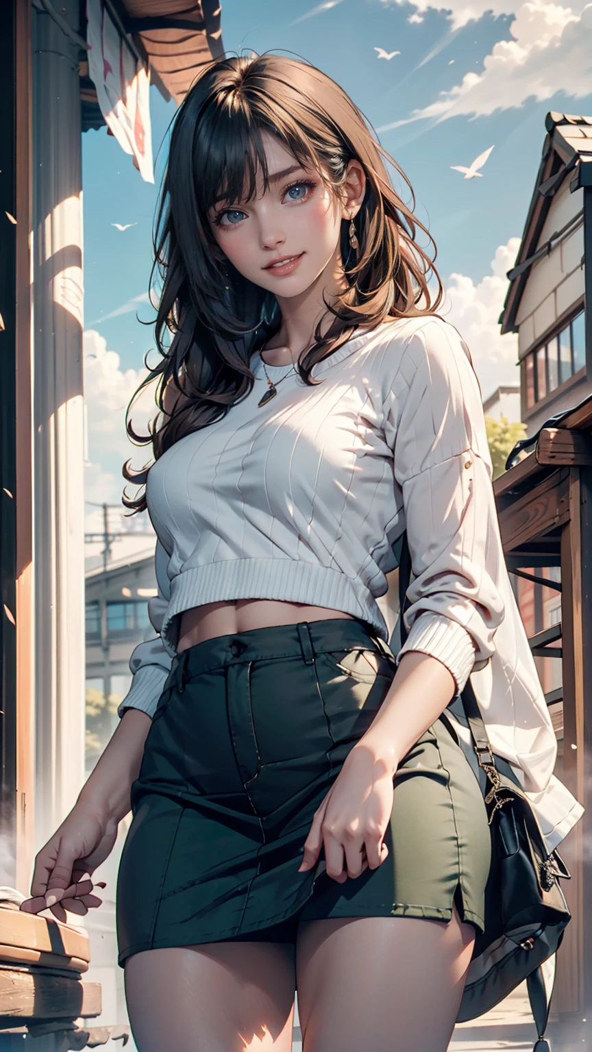 (masterpiece, best quality), 1girl, <lora:matsukazemayu-nvwls-v1:0.8> matsukaze mayu, blouse, long sleeves, green skirt, long skirt