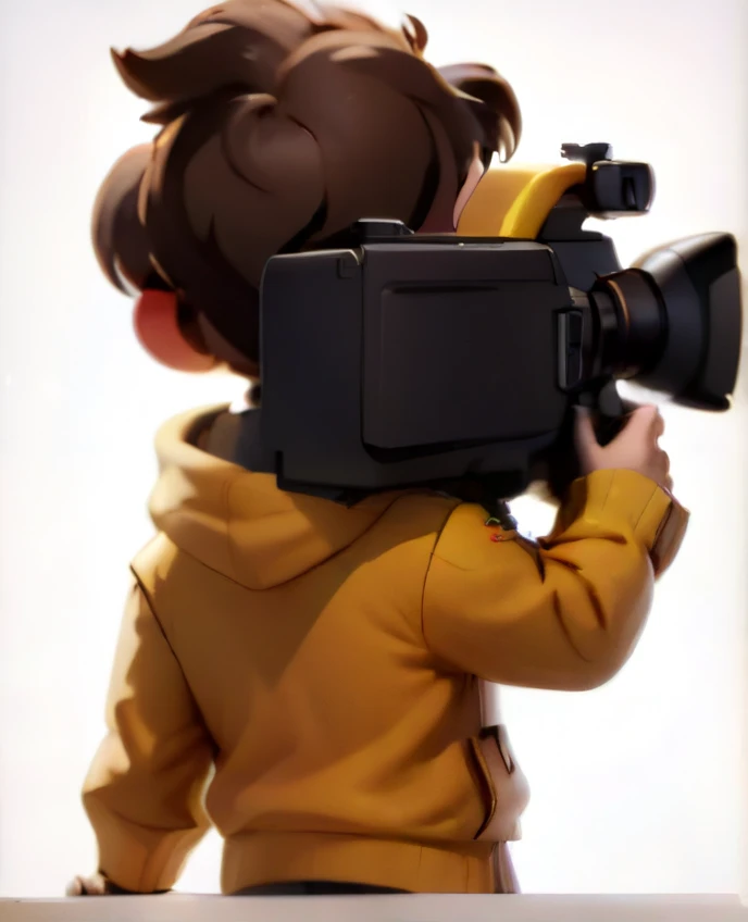    High Detail, 3D Rendering, Raytracing, Octane Renderer, A 3D character，male，Turn your back to the camera，Holding the camera equipment。Character wearing clothes。The hair is brown。There is a camera on the shoulder，Half of the head is covered。  white background。Shoulder-mounted camera，Holding the camera with both hands，Side View，Shoulder-mounted camera的卡通帅气男孩， has good facial features ，Young director，Wearing headphones，hat，Director's outfit，Jumped，Dynamic Action，A movie is being filmed，Idle game icons， high detail 人物、 Digital character illustration、Disney art style、The image of the male protagonist in Clash Royale、Realistic character、Character style、Backlight、Charming character illustration style、 masterpiece best quality 、、Clean background IW 2 、 super detailed 、16k、Textured Skin、 high detail 、3D Rendering、Ray Tracing、Octane renderer、Blender renderer、C4D renderer Aspects 9： 16 --niji 5 --s 180 
