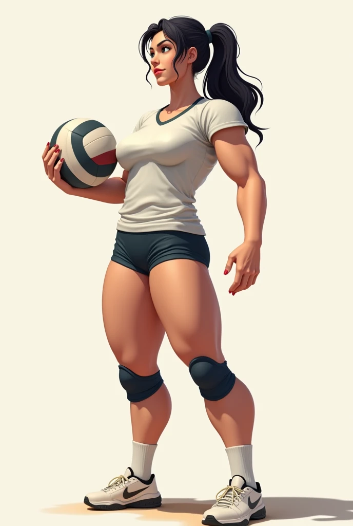 A character holding a volleyball 

