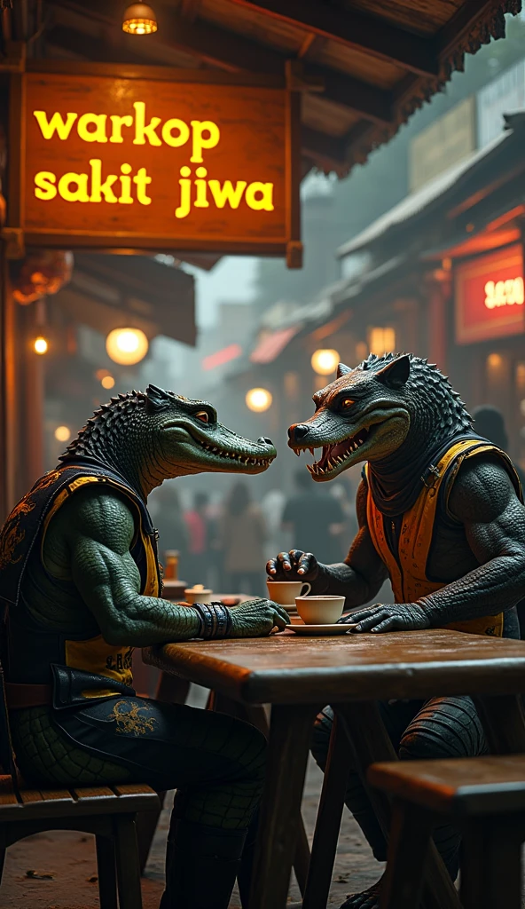 Ninja Turtles, avatar aang, a humanoid cat and Mandalorian eating pizza in the ninja turtles sewer