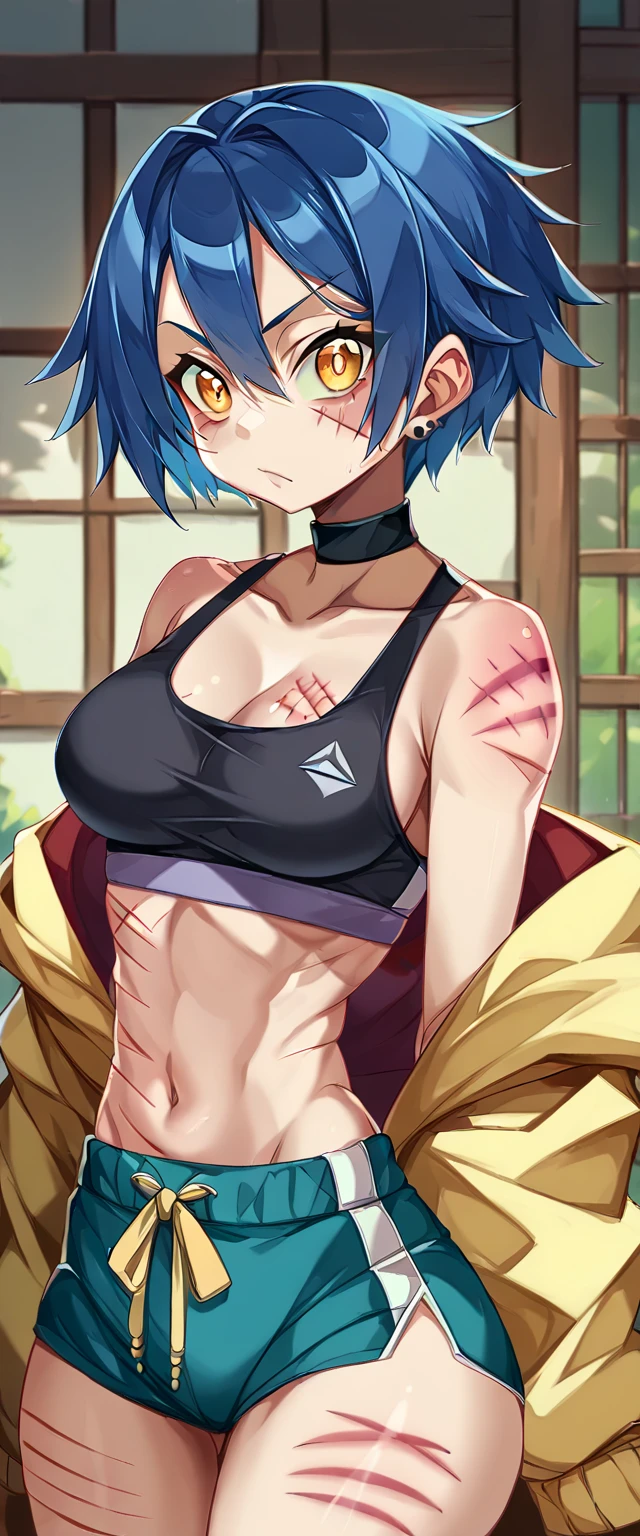 (8k, RAW photos,(1Female:1.1),konan, female,Xiaonan\(Naruto\),La Brett piercing,cleavage,smile,Being red in the face, Dark blue hair,(((cut hair))), ((curvy body)), (lingerie), (pool)