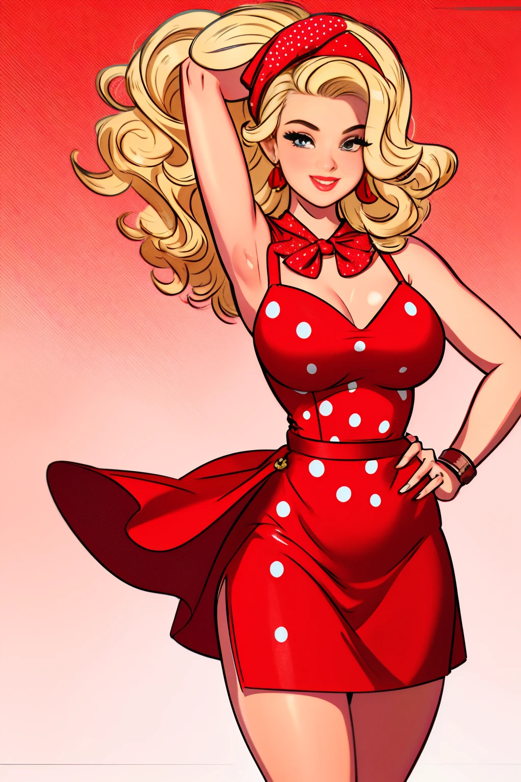 solo, gigantic wide hips, extremely small narrow waist, enormous round thighs, very long legs, flirting baby-face smile, pouting thick lips, big green eyes, deep round cleavage. Wearing reflective hot pink mini dress. black pantyhose. thin waist, tanlines, at gala ball, makeup, 8year old captivating long-haired blonde tween bodybuilder
