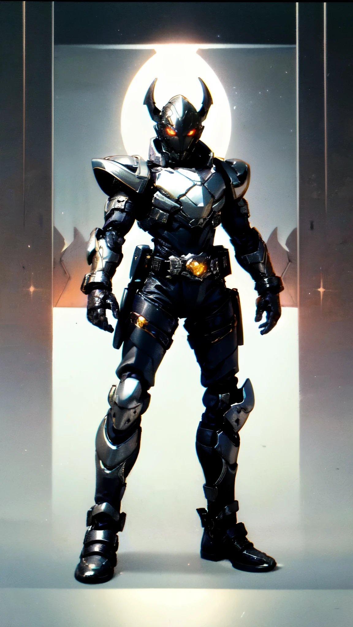 (masterpiece:1.5, best quality:1.5, extremely delicate:1.5), ((male:1.5)), a man wearing a full-face helmet, high-tech biomimetic armored combat suit, (a composite layered chest armor), the design balances heavy with agility, fully enclosed shoulder guards, matching arm and leg guards, a belt of gemstone, (the color scheme is primarily Red with Purple and Yellow accents, Organic Biotech, Concept Inspired by Vampire, glowing eyes, armor glows, huge cloak like devil wings), stand of a futuristic sci-fi city, this character embodies a finely crafted fantasy-style armored hero in anime style, exquisite and mature art style, metallic, high definition, highres, ultra-detailed, ultra-fine painting, professional, perfect body proportions, golden ratio, anatomically correct, symmetrical face, extremely detailed eyes and face, high quality eyes, creativity, RAW photo, UHD, 32k, Natural light, cinematic lighting, (masterpiece-anatomy-perfect:1.2)