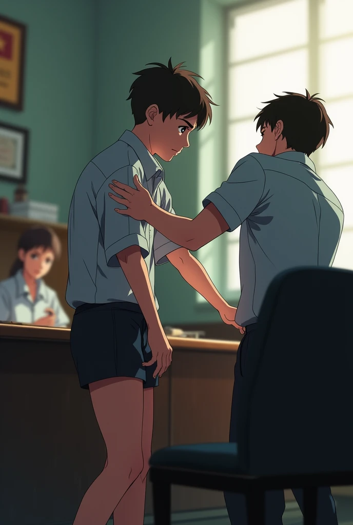 score_9, score_8_up, score_7_up, source_anime, 1boy, 1girl, mature female, buxom, short female, teacher, mother and son, baby, young kid, 5 year old boy, preachool, kindergarten, classroom, pressed against wall, kneeling, blowjob, hands on head, facefuck, handcuffed