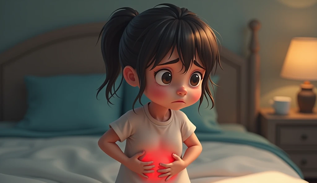 A girl having gallbladder stones pain expressions 