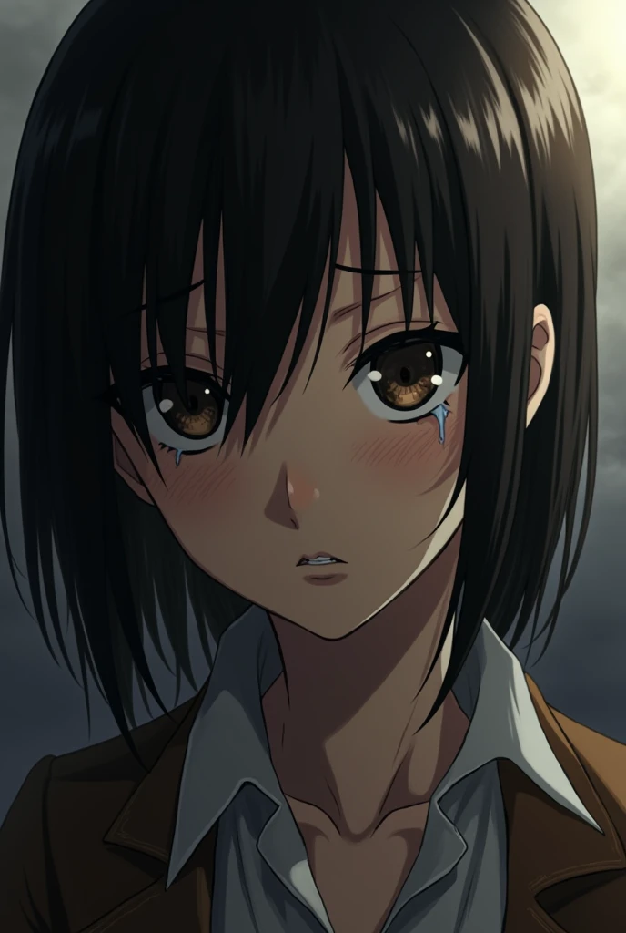 Mikasa Ackerman Crying
In the style of the anime Attack on Titan