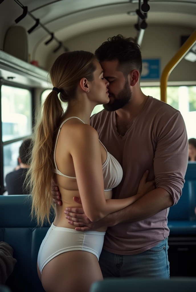 A man and a woman have sex in public.
