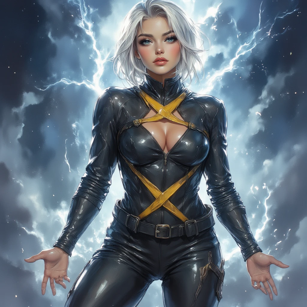 x men storm , bem sexy , com cabelos longos