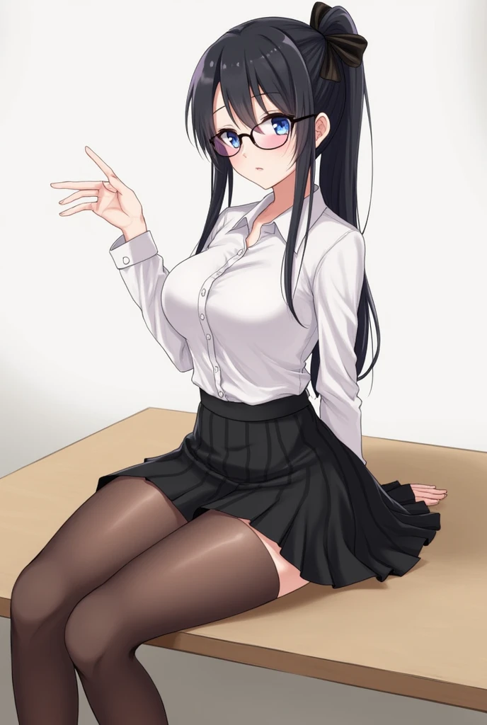 score_9, score_8_up, score_7_up, source_anime,
Komi shouko,
1girl, ((shy)),
Black hair, long hair, purple eyes, collared shirt, white shirt, (red skirt), striped skirt, ((thick tights)), big boobs,
standing, looking at viewer,
indoors, classroom, blurry background, (undressing shirt), ((bra)), ((blush)), sitting, ((cross legs))