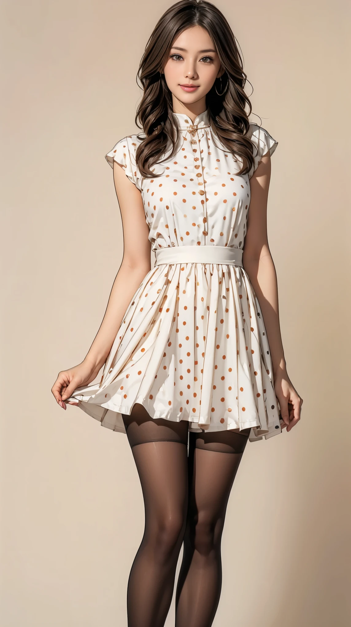 Bunny girl in maid outfit:1.5,Wearing light blue fishnet stockings:1.5,The best smile:1.5,Full Body Shot:1.5,Gray background:1.5,Wearing black high heels:1.5,