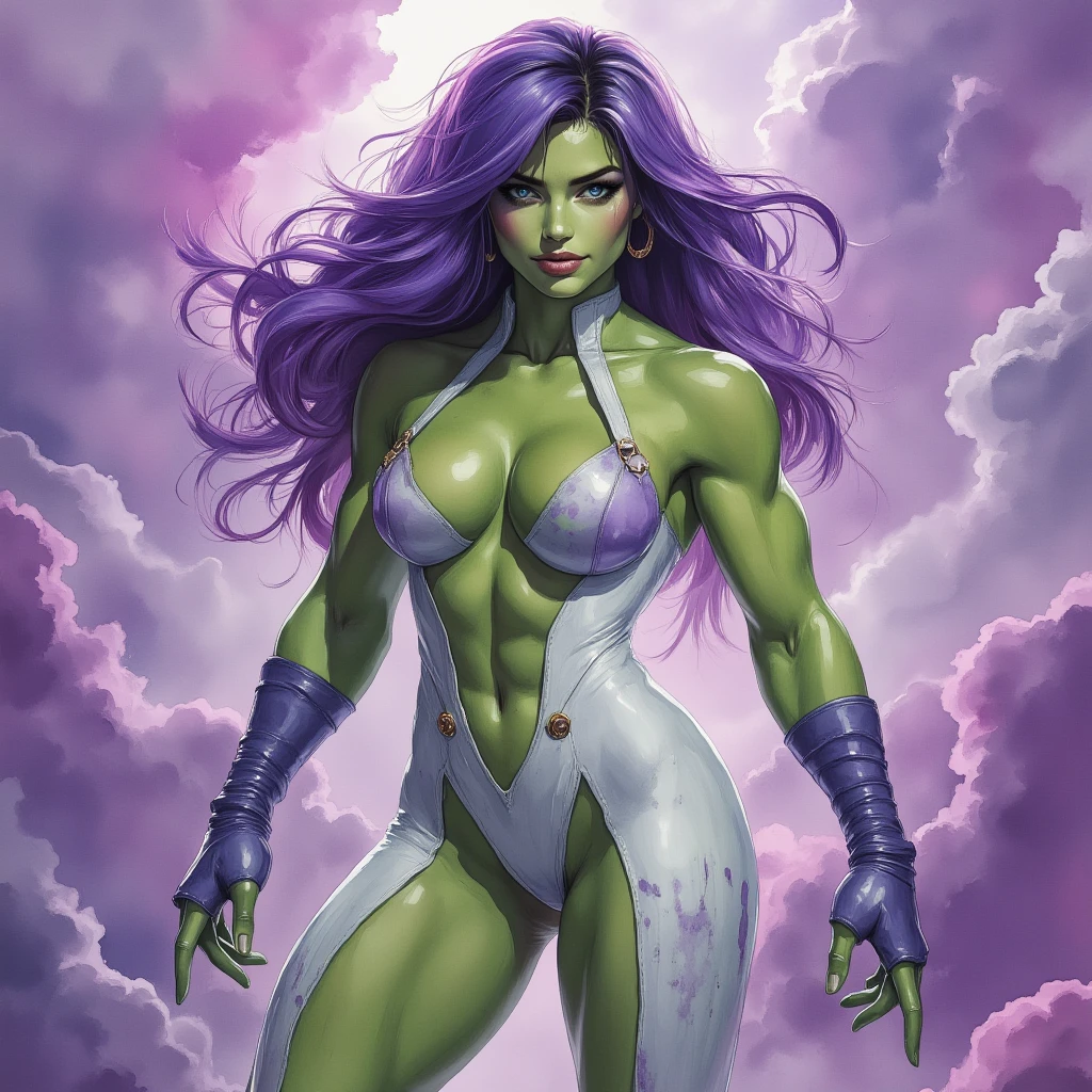 8k, best quality, beautiful muscular adult woman, very muscular, broad shoulders, wide body frame, very tall, long messy vivid green hair, soft facial features, semitransparent white sun dress, large breasts, large toned ass, lusty grin, romantic expression, sensual, yearning, athletic, fit, sultry, pale white skin, 8 feet tall, muscular thighs, shredded waist, two thick long penises, glowing green eyes, beautiful, strong, TALL, hdr, black goth eyeliner, long hair, green eyes, matte black lipstick, outdoors, railyard, lots of pillows on the ground