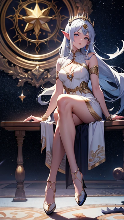 Arab woman dressed in blue and gold posing on a cross, 2. 5 d cgi anime fantasy illustrations, tendencia en cgstation, fan art best art station, extremely detailed germen de arte, empate en el flop, anime fantasy illustrations, 4K fantasy art, Obra de arte estilo Gwaites, Obra maestra「diosa de la tristeza」, IG model | germen de arte