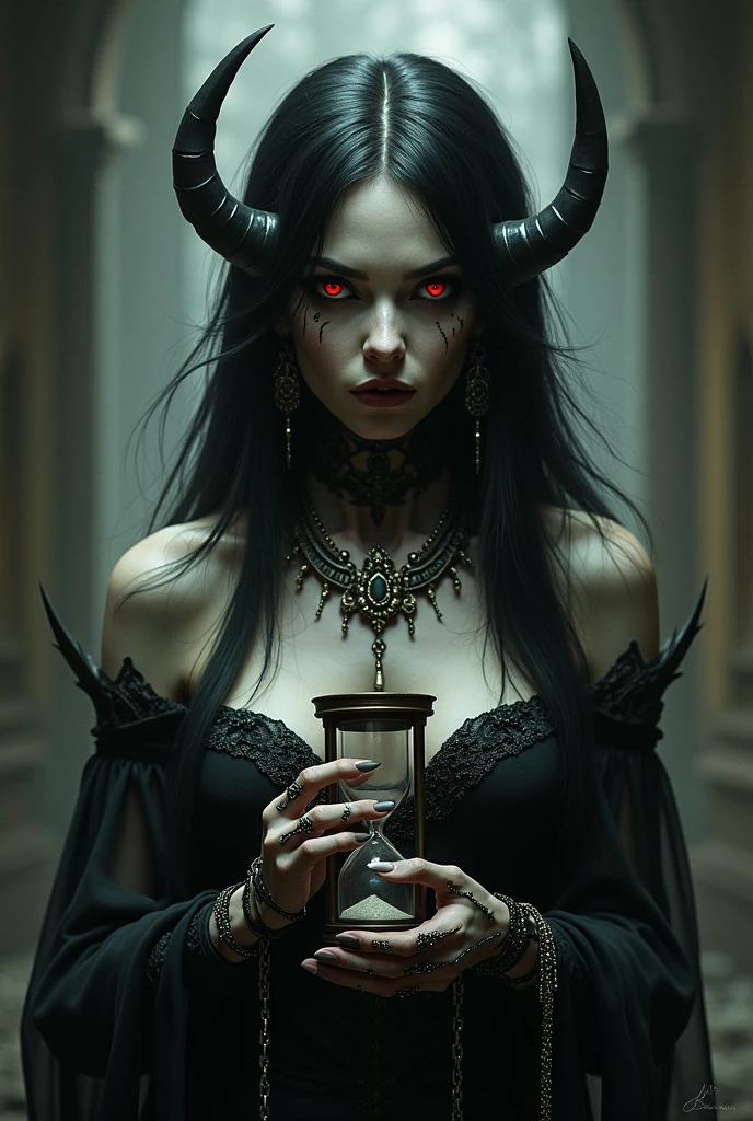 Creepy woman performing a satanic ritual, skulls, blood, detailed, cinematic