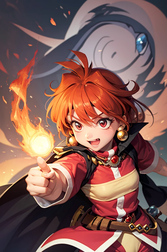 lina inverse,thumb up,fire magic,