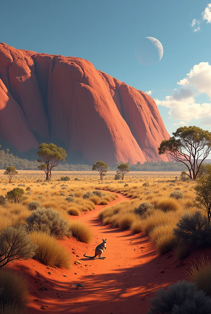 Gecko Uluru Uluru ayers rock with ecosystem such as bird, red kanggaroo - SeaArt AI