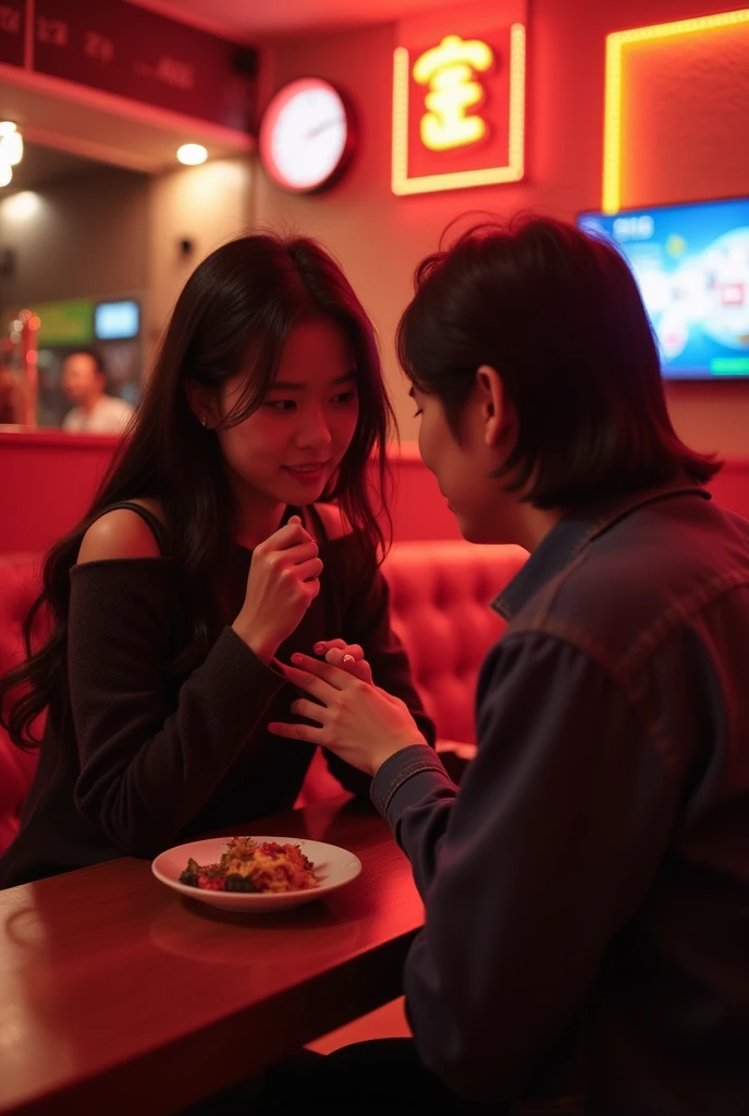 Image of a couple at a dinner table, looking at their phones instead of talking to each other