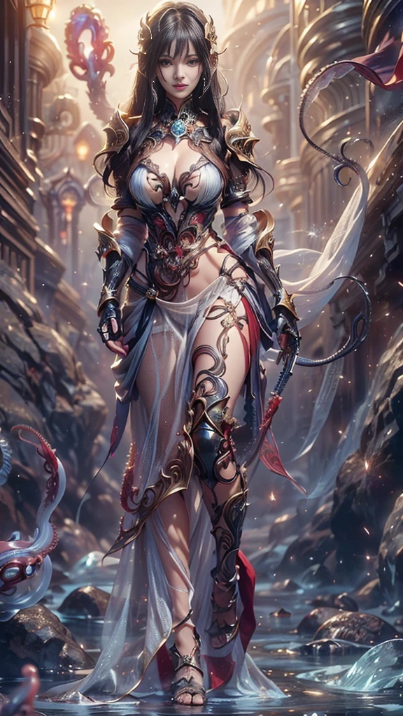 8k_wallpaper, extremely detailed eyes, extremely detailed body, (large masterpiece digital art), (detailed manga illustration), (detailed line art), ((perfect anatomy)), (intricate details:1.3), (ultra-detailed:1.3), (illustration:1.3), (sharp focus:1.3), (natural lighting:1.05), (vivid colors:1.3), (masterpiece), (best quality:1.4), (perfect anatomy:1.4), high quality, expressive eyes, full body, detailed face, beautiful face, perfect face, 1girl, dark skin, animal ears, black sclera, smile, colored sclera, breasts, solo, monster girl, black hair, (wolf ears), large breasts, curvy, wide hips, long hair, ((gold eyes)), claws, grin, fur, looking at viewer, collar, ((dynamic action pose)), tail, wolf tail, dragon horns, wings, sadistic smile, hair over eye, {regal outfit}, tiny top hat, (hellscape background), blue fire, curvy, china dress, dark skin,